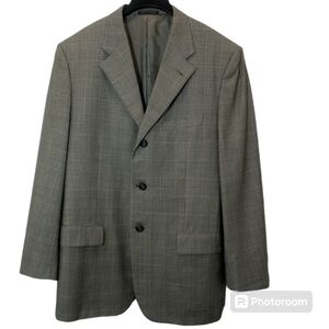 Corneliani Italian Wool Blazer Charcoal Micro Houndstooth Mens 44R Saks Fifth Av